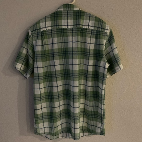 Weatherproof “Vintage” Shirt Short Sleeve Washable Linen Green Plaid Men’s Med - Picture 2 of 9